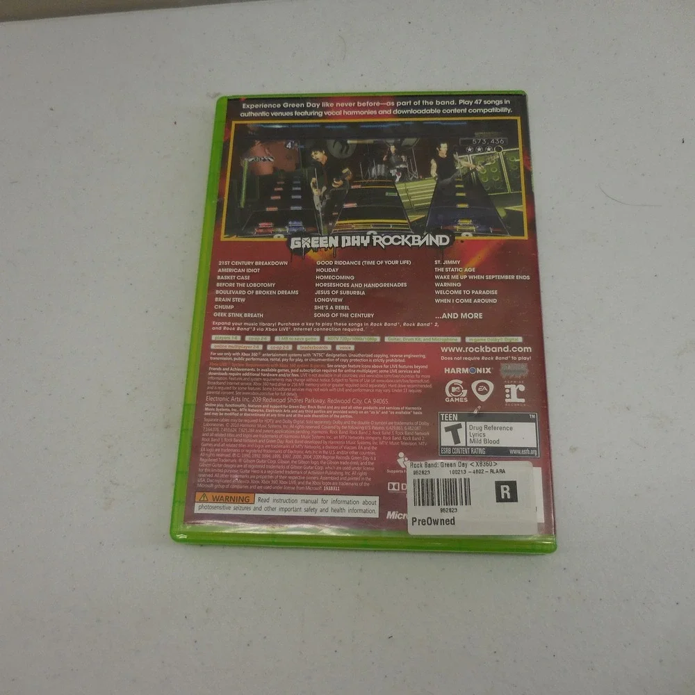 Green Day Rock Band Xbox 360 Video Game MTV Games Harmonix 2010